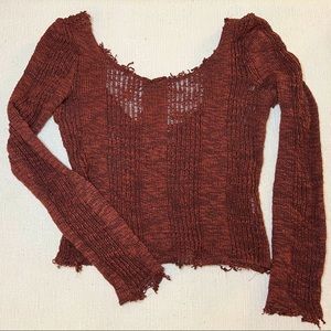 Red knit cropped sweater